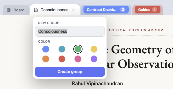 Creating a coloured group of tabs