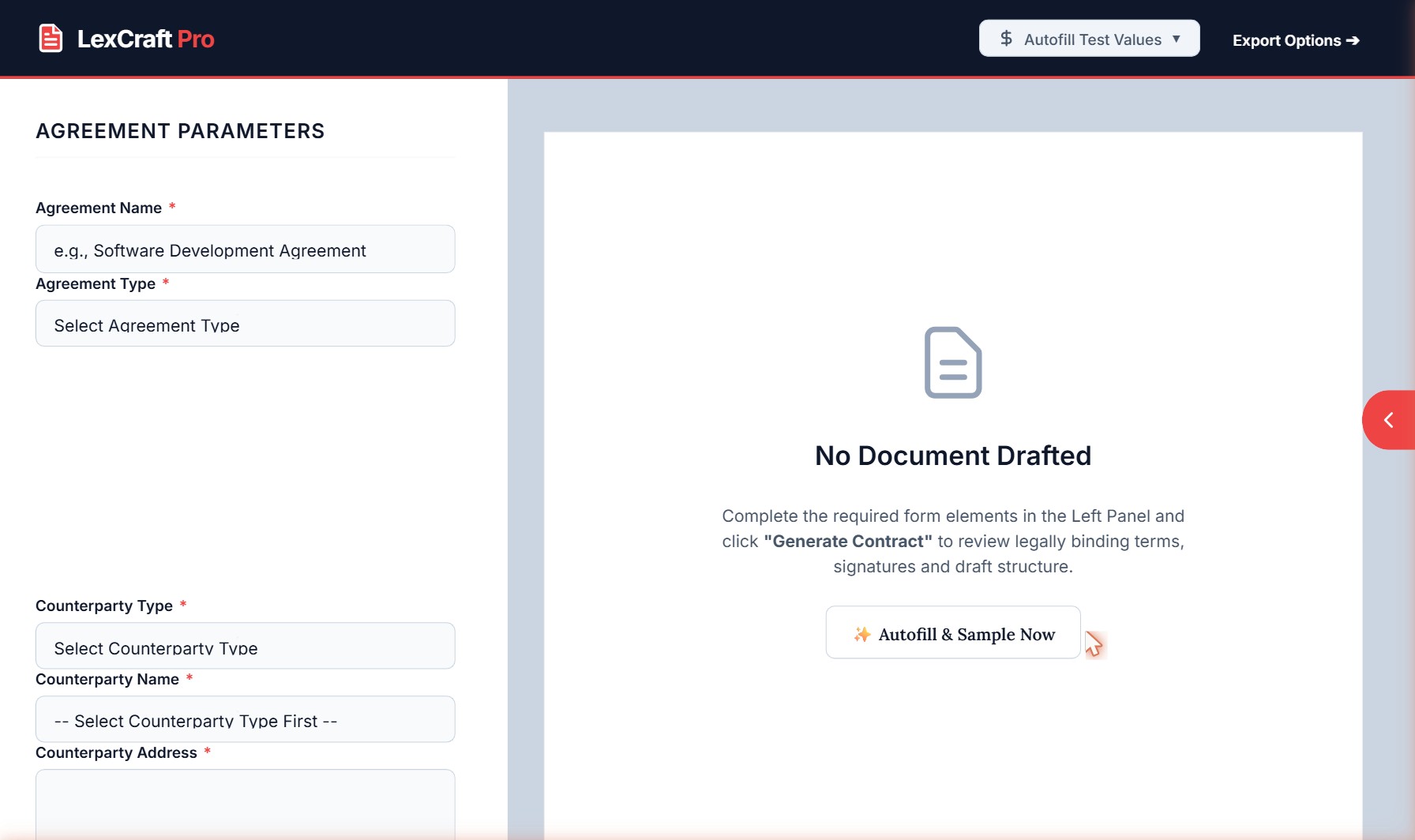 A contract-builder form